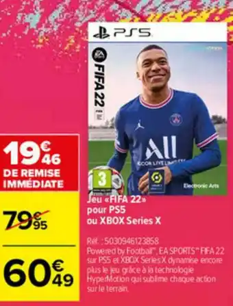 Jeu «fifa 22» Pour Ps5 Ou Xbox Séries X