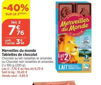 Bi1 Merveilles du monde Tablettes de chocolat Chocolat offre