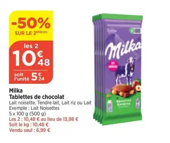 Bi1 Milka Tablettes de chocolat offre