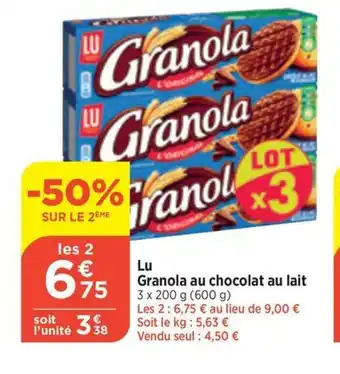 Bi1 Lu Granola au chocolat au lait offre