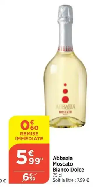 Bi1 Abbazia Moscato Bianco Dolce 75 cl offre