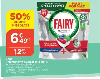 Bi1 Fairy Tablettes lave-vaisselle tout en 1 offre