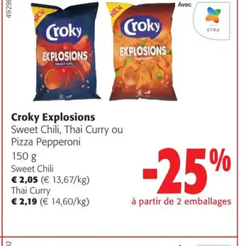 Colruyt Croky Explosions Sweet Chili, Thai Curry ou Pizza Pepperoni offre