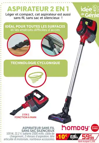 Gifi Aspirateur Sans Fil Sans Sac Silencieux offre
