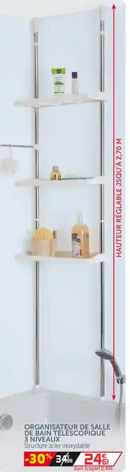 Gifi Organisateur de Salle de bain télescopique 3 Niveaux offre