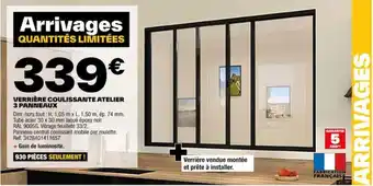 Brico Dépôt VERRIÈRE COULISSANTE ATELIER 3 PANNEAUX offre
