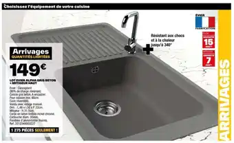 Brico Dépôt LOT EVIER ALPHA GRIS BETON + MITIGEUR HAUT offre