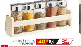 Gifi 5 Pots à Épices + Support offre