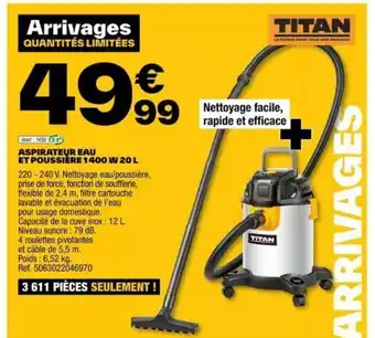 ASPIRATEUR EAU ET POUSSIÈRE 1400 W 20 L