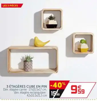 Gifi 3 Étagères Cube en pin offre