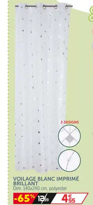 Gifi Voilage Blanc Imprimé Brilliant offre