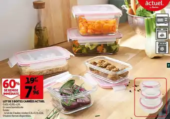 Auchan Actuel lot de 3 boites carrées offre
