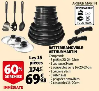 Auchan Arthur martin batterie amovible offre