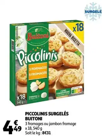 Auchan Buitoni piccolinis surgelés offre