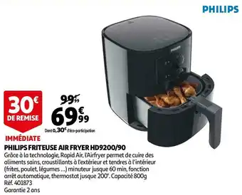 Auchan Philips friteuse air fryer hd9200/90 offre