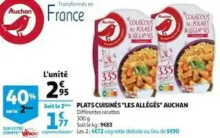 Auchan Auchan plats cuisinés "les allégés" offre