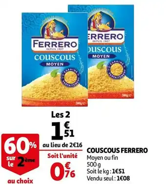 Auchan Ferrero couscous offre