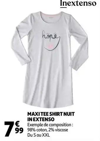 Auchan In extenso maxi tee shirt nuit offre