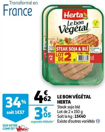 Auchan Herta le bon végétal offre