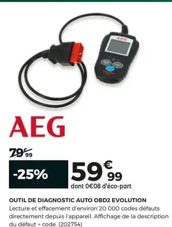 Aeg outil de diagnostic auto obd2 evolution