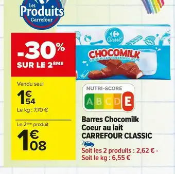 Carrefour Market Carrefour classic barres chocomilk coeur au lait offre