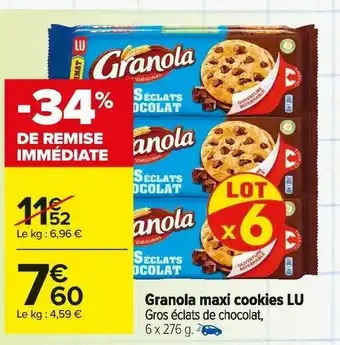 Carrefour Market Lu granola maxi cookies offre