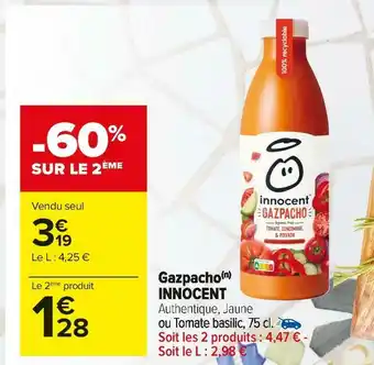 Carrefour Market Innocent gazpacho offre
