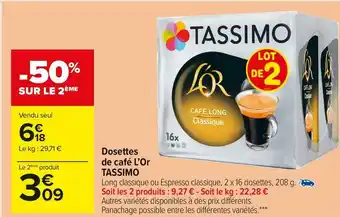 Carrefour Market Tassimo dosettes de café l’or offre