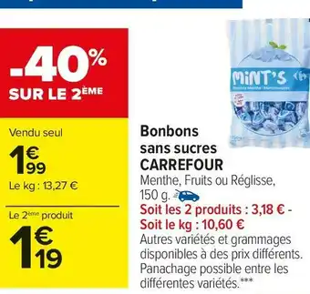 Carrefour Market Carrefour bonbons sans sucres offre