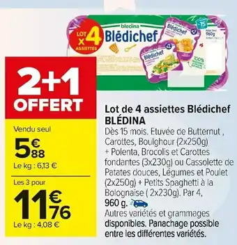 Carrefour Market Blédina lot de 4 assiettes blédichef offre