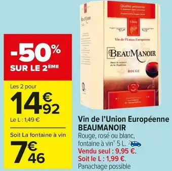 Carrefour Market Beaumanoir vin de l’union européenne offre