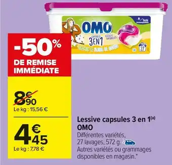 Carrefour Market Omo lessive capsules 3 en 1 offre