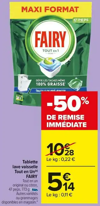 Carrefour Market Fairy tablette lave vaisselle tout en un offre