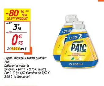 Netto Liquide Vaisselle extreme Citron paic offre