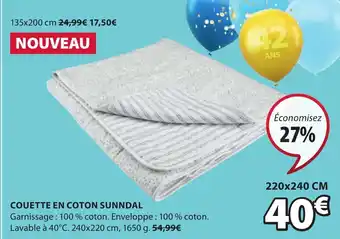 JYSK Couette en Coton Sunndal offre