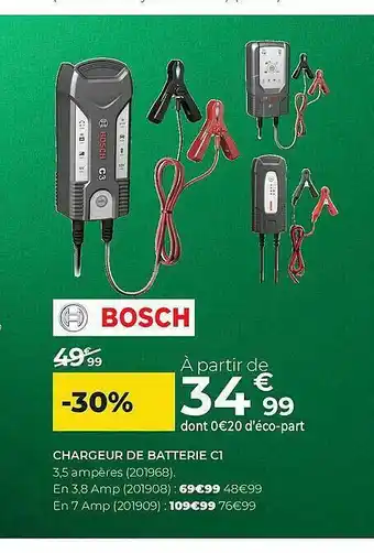 Feu Vert Chargeur De Batterie C1 Bosch offre