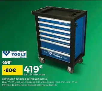 Feu Vert Servante 7 Tiroirs équipée 27 Outils offre