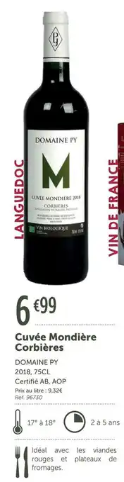 L'Eau Vive Domaine py cuvée mondière corbières offre