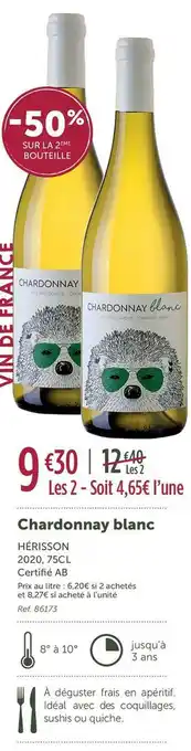 L'Eau Vive Chardonnay chardonnay blanc offre