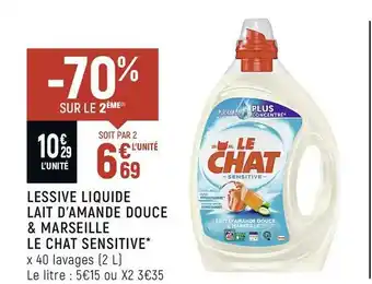 Spar Le chat lessive liquide lait d’amande douce & marseille sensitive* offre