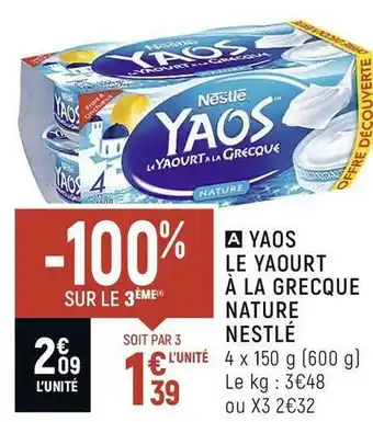 Spar Nestlé yaos le yaourt à la grecque nature offre