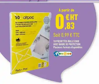 Bureau Vallée 10 Pochettes Bulle D'air Avec Bande De Protection offre