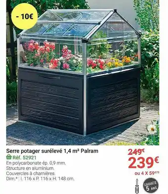 Gamm vert Serre Potager Surélevé 1,4 M² Palram offre