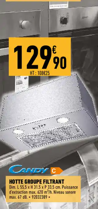 Brico Cash Hotte Groupe Filtrant offre