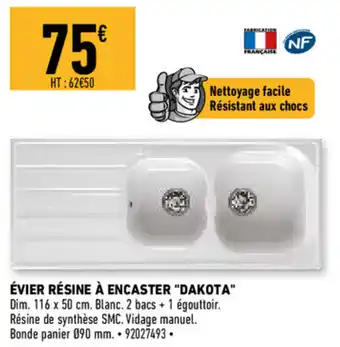 Brico Cash Évier Résine À Encaster Dakota offre