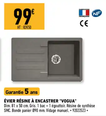 Brico Cash Évier Résine À Encastrer Vogua offre