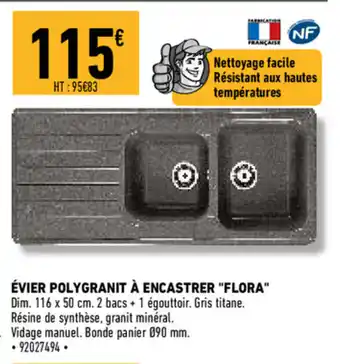 Brico Cash Évier Polygranit À Encastrer Flora offre