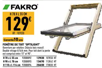 Brico Cash Fenêtre de Toit Optilight offre