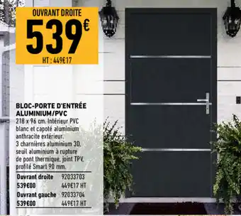 Brico Cash Bloc-porte d'entrée aluminium/PVC offre