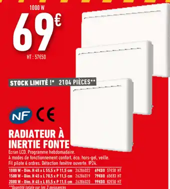 Brico Cash Radiateur à inertie fonte offre